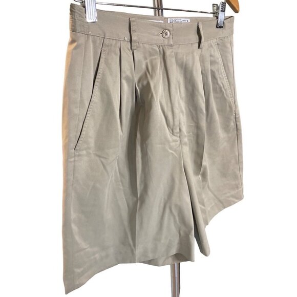 Vintage 90s Izod Club Khaki Pleated High Waisted Mom Shorts Sz 8 - Picture 3 of 9